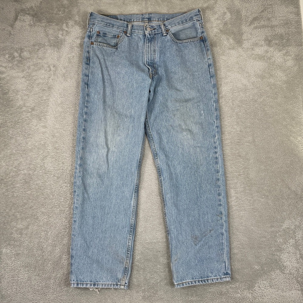 Levi 505 Straight Fit Jeans Mens 34x30 Light Wash Denim Workwear Skater